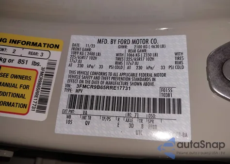 2024 Ford Bronco Sport Big Bend from USA, damaged, VIN 3FMCR9B65RRE17731